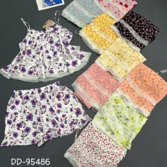 Đồ bộ nữ 2 dây phối quần đùi chất mango mặt mát DD-95486