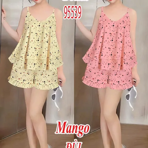 Nguồn hàng sỉ đồ bộ nữ 2 dây quần đùi hoa vải mango DD-95539