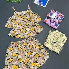 Nơi lấy sỉ đồ bộ nữ 2 dây vải mango quần đùi hoa HK-8083