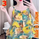 Nơi lấy sỉ đồ bộ nữ 2 dây vải mango quần đùi hoa HK-8083