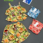 Nơi lấy sỉ đồ bộ nữ 2 dây vải mango quần đùi hoa HK-8083
