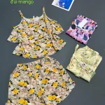 Nơi lấy sỉ đồ bộ nữ 2 dây vải mango quần đùi hoa HK-8083