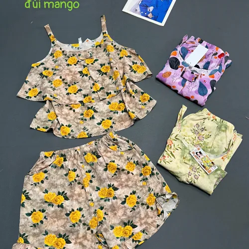 Nơi lấy sỉ đồ bộ nữ 2 dây vải mango quần đùi hoa HK-8083