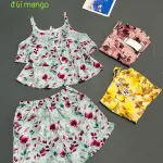 Nơi lấy sỉ đồ bộ nữ 2 dây vải mango quần đùi hoa HK-8083
