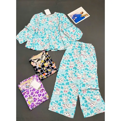 Đồ bộ nữ babydoll tay dài, quần dài họa tiết vải tole mịn mát, size 45-62kg
