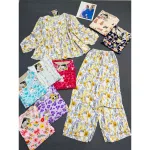 Đồ bộ nữ babydoll tay dài, quần dài họa tiết vải tole mịn mát, size 45-62kg