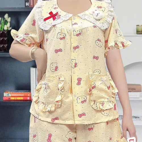 Nơi lấy sỉ đồ bộ nữ áo cổ sen quần đùi HT-95228