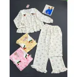 Nguồn hàng sỉ đồ Bộ Nữ Áo Cổ Sen Tay Dài Quần Dài Họa Tiết Gấu Đáng Yêu Vải Cotton Hàn Mịn Mát Size 45-62kg