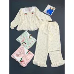 Nguồn hàng sỉ đồ Bộ Nữ Áo Cổ Sen Tay Dài Quần Dài Họa Tiết Gấu Đáng Yêu Vải Cotton Hàn Mịn Mát Size 45-62kg