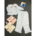 Nguồn hàng sỉ đồ Bộ Nữ Áo Cổ Sen Tay Dài Quần Dài Họa Tiết Gấu Đáng Yêu Vải Cotton Hàn Mịn Mát Size 45-62kg