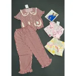 Nguồn hàng sỉ đồ Bộ Nữ Áo Cổ Sen Tay Ngắn Quần Dài Họa Tiết Đáng Yêu Vải Cotton Hàn Mịn Mát Size 45-62kg