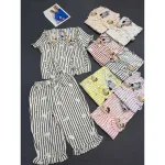 Đồ Bộ Nữ Cotton Hàn Mịn Mát, Cổ Sen, Quần Lửng Họa Tiết Gấu 45-62kg