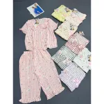 Đồ Bộ Nữ Cotton Hàn Mịn Mát, Cổ Sen, Quần Lửng Họa Tiết Gấu 45-62kg