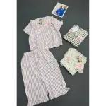 Đồ Bộ Nữ Cotton Hàn Mịn Mát, Cổ Sen, Quần Lửng Họa Tiết Gấu 45-62kg