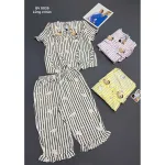 Đồ Bộ Nữ Cotton Hàn Mịn Mát, Cổ Sen, Quần Lửng Họa Tiết Gấu 45-62kg