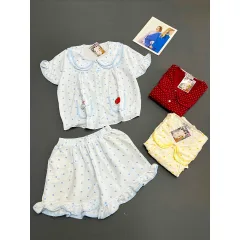 Chỗ sỉ đồ Bộ Nữ Áo Cổ Sen Tay Ngắn Quần Đùi Họa Tiết Chấm Bi Vải Cotton Hàn Mịn Mát Size 45-62kg