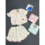 Chỗ sỉ đồ Bộ Nữ Áo Cổ Sen Tay Ngắn Quần Đùi Họa Tiết Chấm Bi Vải Cotton Hàn Mịn Mát Size 45-62kg