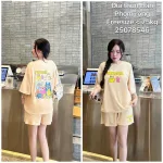 Bộ nữ áo ngắn tay và quần đùi thun Hàn phom rộng dưới 75kg