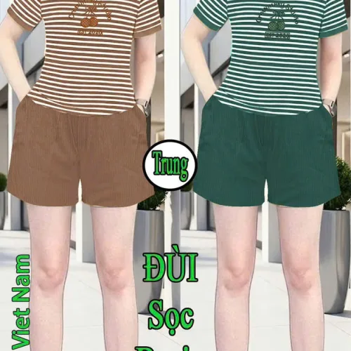 Đồ bộ nữ áo thun cổ tròn quần đùi sọc borip xịn size trung XS-909596 – một lựa chọn đáng tham khảo trong Áo sơ mi nữ