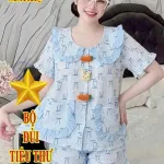 Chỗ sỉ đồ bộ nữ cổ sen quần đùi vải cotton hàn không giãn QV-95026