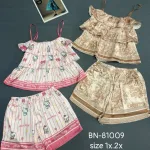 Đồ bộ nữ áo hai dây bèo 3 tầng, quần đùi latin BN-81009