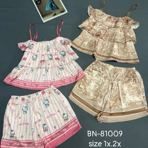 Đồ bộ nữ áo hai dây bèo 3 tầng, quần đùi latin BN-81009