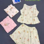 Chỗ sỉ đồ bộ nữ mặt nhà cotton hàn áo sát nách quần đùi HT-75235