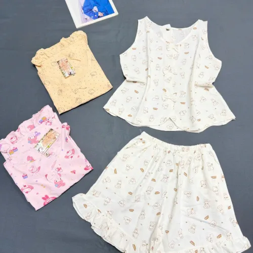Chỗ sỉ đồ bộ nữ mặt nhà cotton hàn áo sát nách quần đùi HT-75235