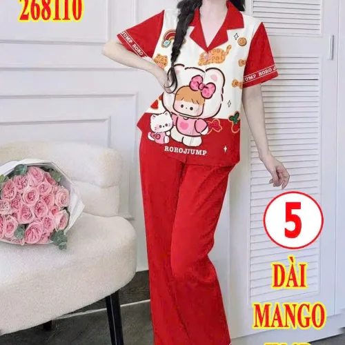 Chỗ sỉ đồ bộ nữ oijama tay ngắn quần dài Dài mango in 3D MT-68110