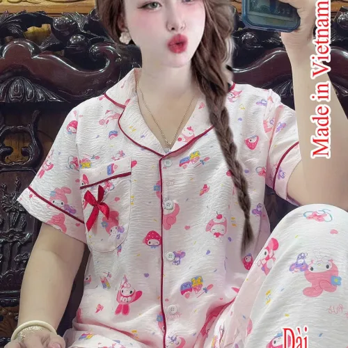 Bộ pijama nữ cotton Hàn HT-05241 gồm áo tay ngắn và quần dài