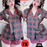 Pijama nữ Phúc Lâm 135S tay ngắn, quần đùi big size 70-80kg