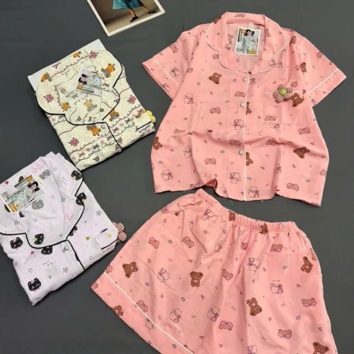 Chỗ sỉ đồ bộ nữ pijama tay ngắn quần đùi vải cotton hàn MT-951026