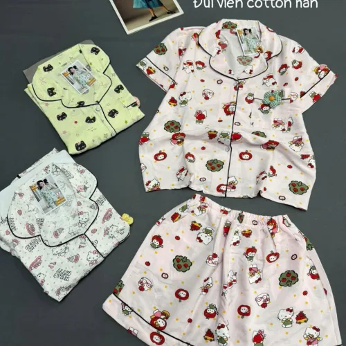 Chỗ sỉ đồ bộ nữ pijama tay ngắn quần đùi vải cotton hàn MT-951026