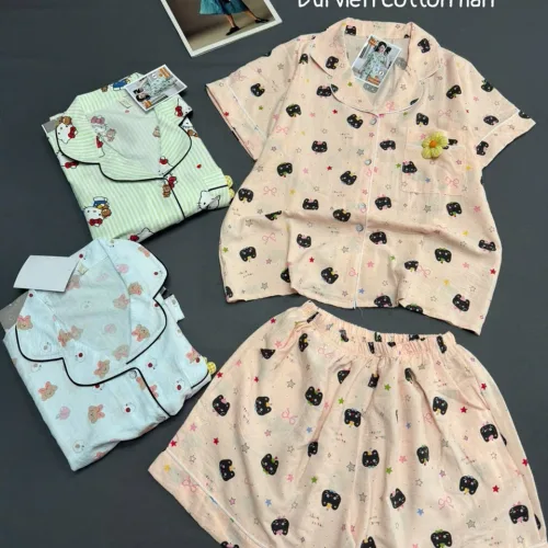 Chỗ sỉ đồ bộ nữ pijama tay ngắn quần đùi vải cotton hàn MT-951026