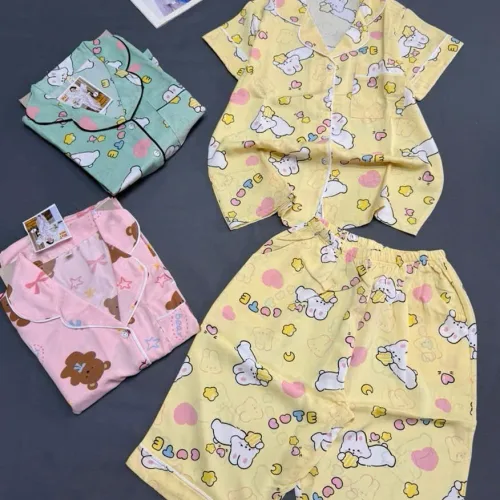 Bộ pijama nữ mango viền MT-9579 gồm áo tay ngắn và quần lửng