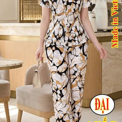 Đồ bộ mango KU-1026 áo dập ly, quần 9 tấc