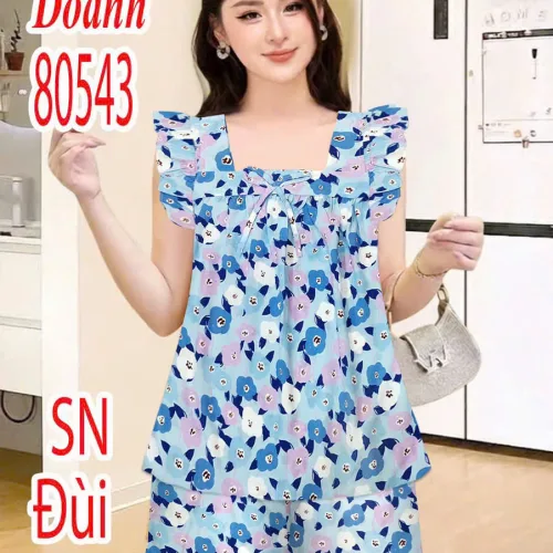 Đồ bộ nữ Dd-80543 áo sát nách, quần đùi cánh tiên vải tole