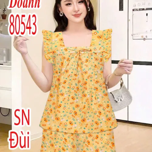 Đồ bộ nữ Dd-80543 áo sát nách, quần đùi cánh tiên vải tole