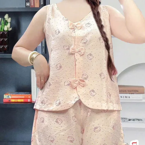 Bộ nữ áo sát nách quần đùi cotton hàn HT-75235