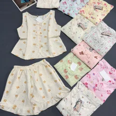 Bộ nữ áo sát nách quần đùi cotton hàn HT-75235
