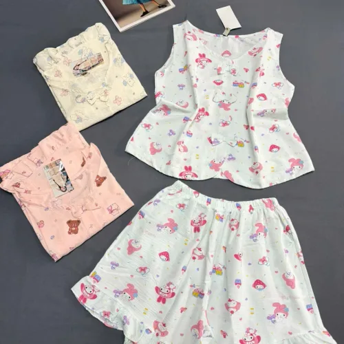 Bộ nữ áo sát nách quần đùi cotton hàn HT-75235