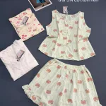 Bộ nữ áo sát nách quần đùi cotton hàn HT-75235