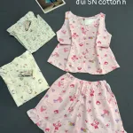 Bộ nữ áo sát nách quần đùi cotton hàn HT-75235