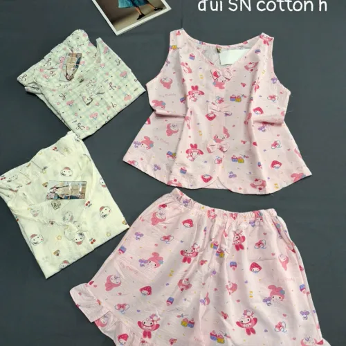 Bộ nữ áo sát nách quần đùi cotton hàn HT-75235