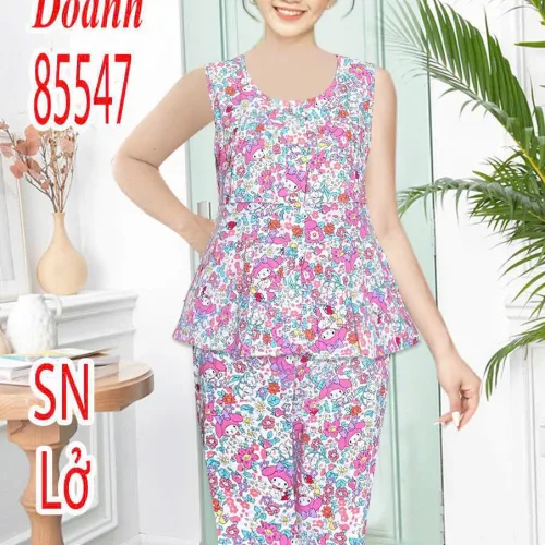 Bộ nữ sát nách, quần lỡ vải tole DD-85547 freesize 45-60kg