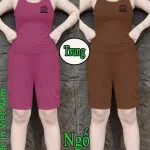 Nguồn hàng sỉ đồ bộ nữ sát nách quần ngố chất cotton 2 da XS-909589