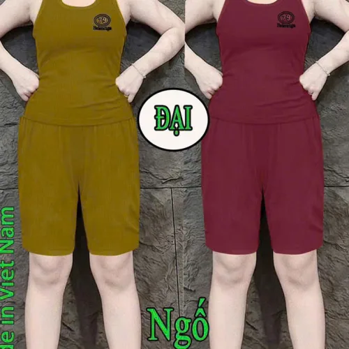 Nguồn hàng sỉ đồ bộ nữ sát nách quần ngố chất cotton 2 da XS-909589
