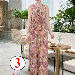 Bộ lụa mango nữ PT-0026 gồm áo sát nách và quần ống rộng