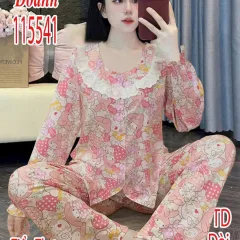 Nguồn hàng sỉ đồ bộ nữ tay dài quần dài áo phối ren Dd-15541