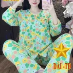 Bộ mặc nhà nữ baby doll tay dài quần dài vải tole QV-15026